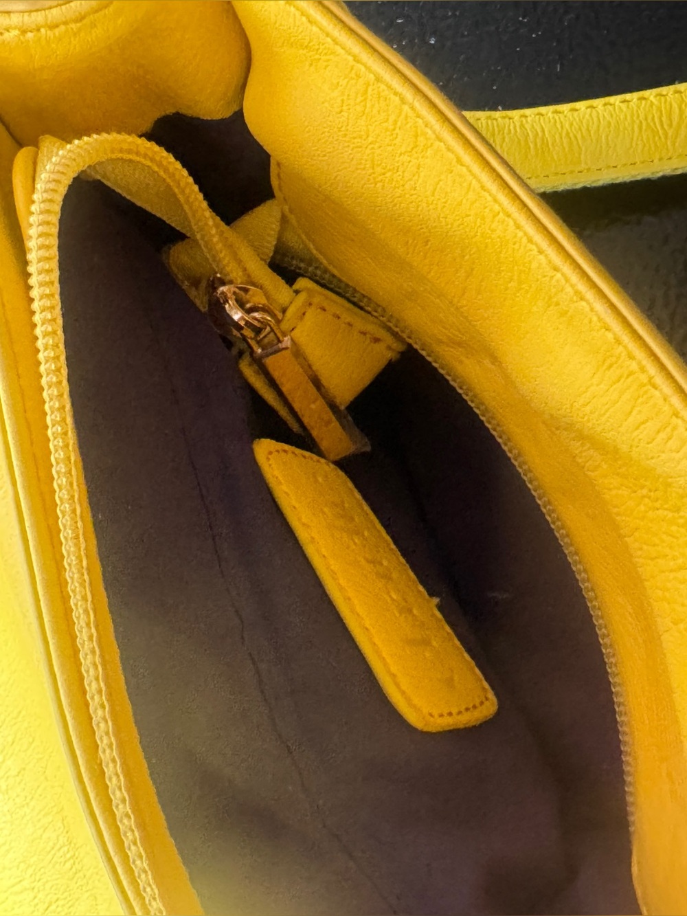 Yellow Women's Leather Satchel Crossbody Bag - Picture 6 of 9